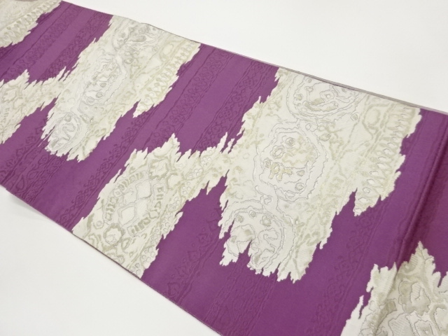 横段に抽象模様織出し名古屋帯